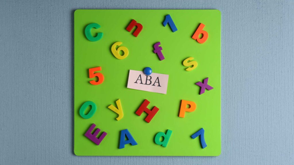 Magnetic board with abbreviation ABA