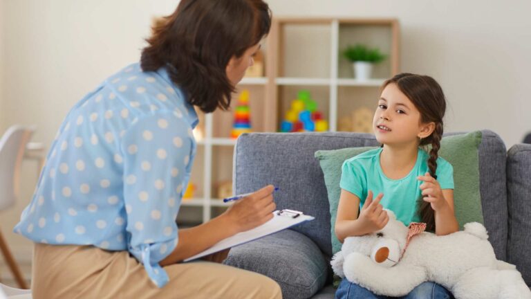 Therapist completing ABA sessions